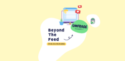 Beyond the Feed. 099-02 - 30.03.2026 Umfrage. Headerbild. Hintergrund hellgelb. Icon eines Bildschirms aus dem eine Umfrage herauskommt umgeben von Like-Herzen. Logo von aula gGmbH